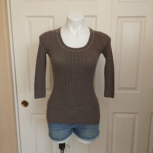 between me & you ribbed scope neck elbow sleeve sweater sz M